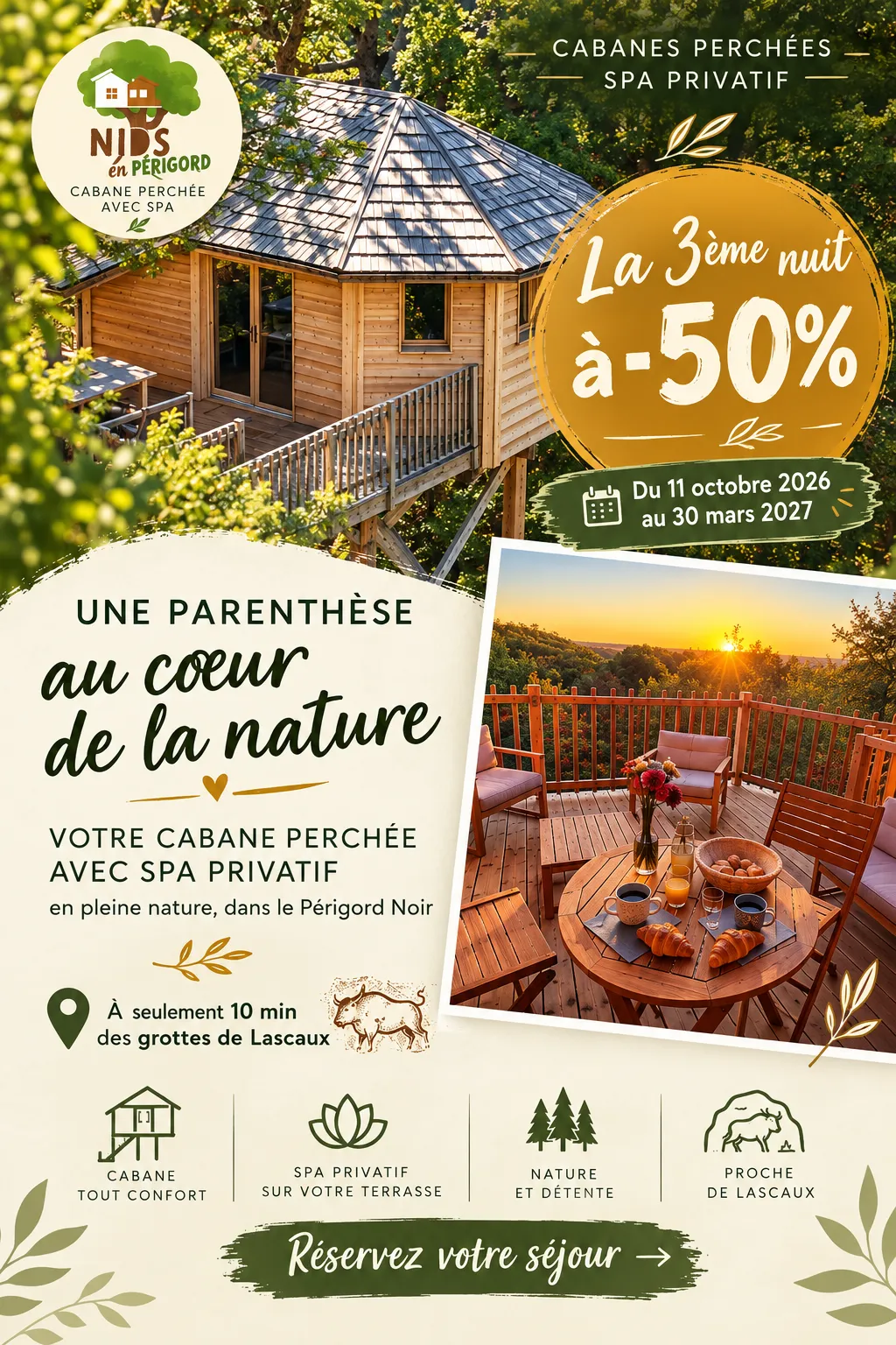 Cabane des Nids en Périgord, Saint-Geniès : image 3